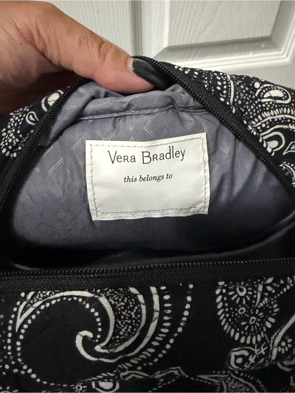 Vera Bradley Black & White Paisley Quilted Backpack - Picture 3 of 5